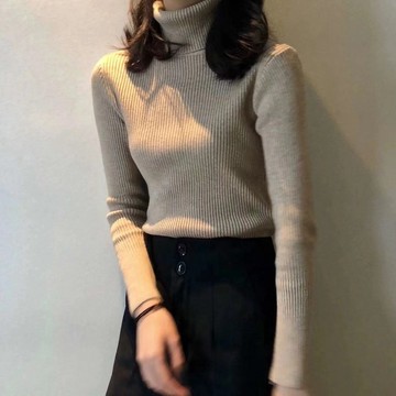 包芯紗高領半高領毛衣女修身 秋冬內搭緊身針織上衣打底衫女 韓版上衣 大尺碼上衣 長袖t恤 大尺碼女裝 長袖上衣 日系穿搭