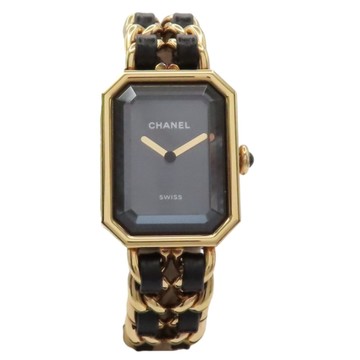 CHANEL 香奈兒 黑色錶盤 鍍金 皮革錶帶 Premiere S 石英腕錶 H6951 【二手名牌BRAND OFF】