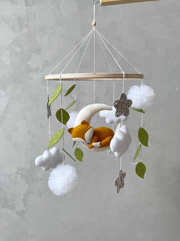 狐狸床鈴中立 林地嬰兒床鈴