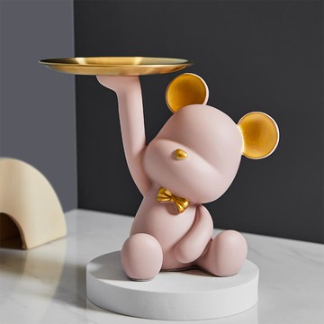 樂天精選~暴力小熊入戶玄關進門鑰匙收納托盤客廳桌面裝飾擺件喬遷新居禮品 雙11全館免運