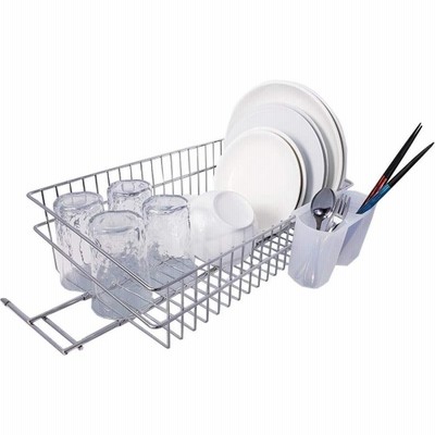 16個セット〕 伸縮式 水切りラック/水切りかご 〔ホワイト