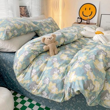 春秋床品四件套100純棉全棉花北歐風ins女宿舍床上三件套床單被套