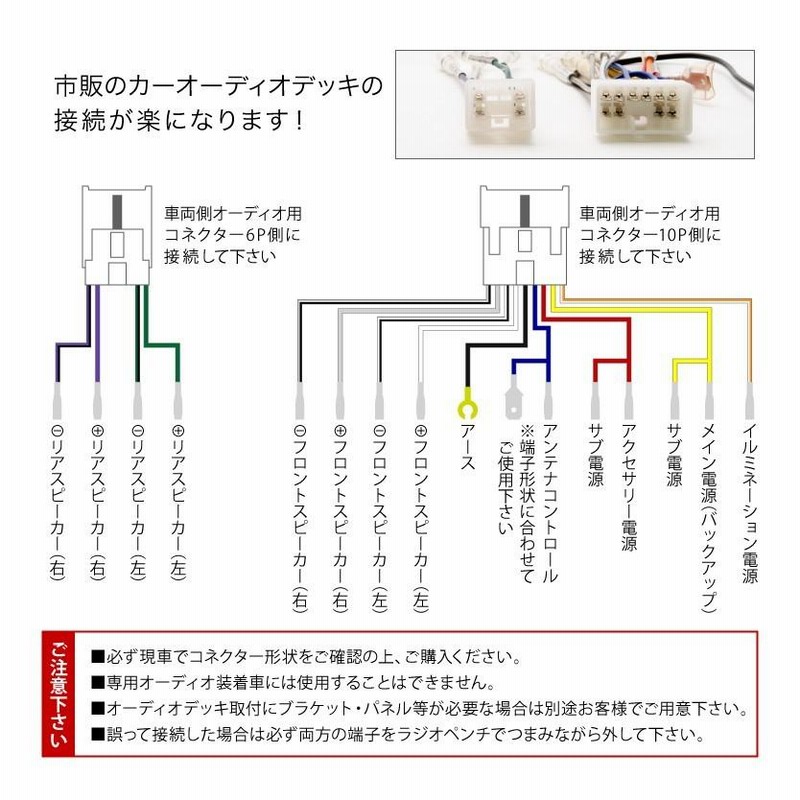 180/185系 ハイラックスサーフ オーディオハーネス カーオーディオ配線 10PIN・6PIN 10ピン・6ピン コネクター トヨタ ah04 |  LINEブランドカタログ