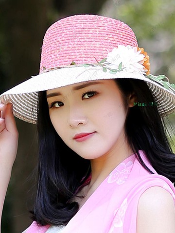 遮陽帽夏季女款2023新款防曬防紫外線太陽帽遮臉出游騎行花朵草帽-kby科貝-Misaki精品