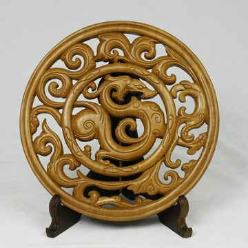 黃花梨雲龍圓盤