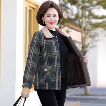 媽媽裝秋冬加絨外套50歲中年女棉衣洋氣中老年女冬裝仿水貂絨上衣