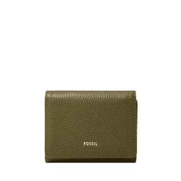 【FOSSIL】限時9折↘Logan 真皮RFID防盜三折短夾-綠色 SL10067316