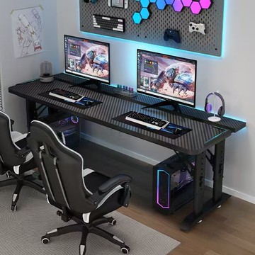 公司貨 開立發票 電腦桌 書桌 學習桌  新款臺式電競雙人可升降碳纖維電腦桌子家用辦公桌書桌網吧游戲桌 最低價 快速出貨