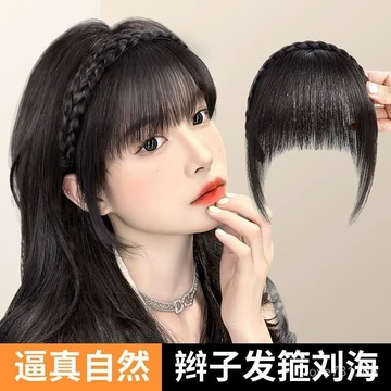 【台灣出貨】🔥假髮 髮箍 遮白髮髮箍 髮箍假髮 假劉海鬢 瀏海 假髮片 新款假髮辮子髮箍劉海仿真髮遮前額鬢角白髮碎齊劉海