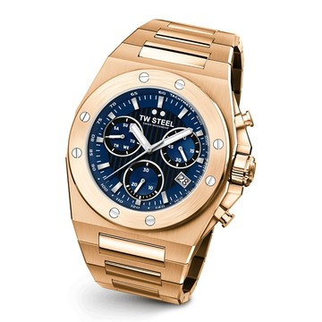 CEO TECH系列｜ 玫瑰金鏈帶藍面計時碼錶