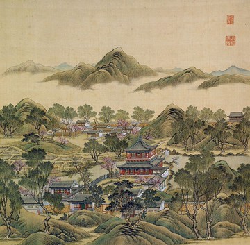 中國古代名人山水畫.47圓明園四十景.畫芯40*40cm 裝飾掛畫心
