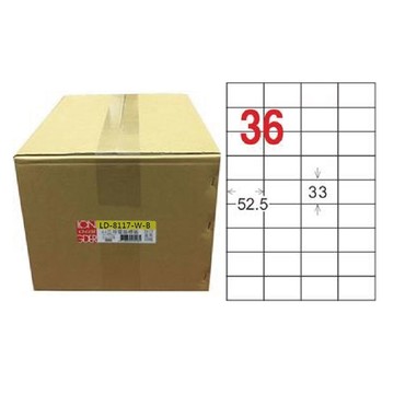【龍德】LONGDER 三用電腦標籤 A4 36格 33*52.5mm白色1000張/箱 LD-8117-W-B(適用雷射、噴墨、影印)