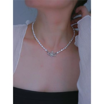 天然淡水珍珠版西太后土星項鏈高品質個性設計巴洛克珍珠氣質女