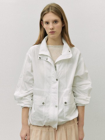 High Neck Lightweight Casual Jacket [Beige]