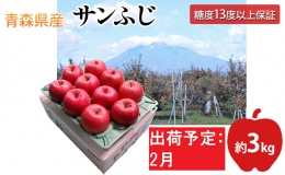 2月  サンふじりんご「特A」約3kg 糖度13度以上(8～10玉程度） 