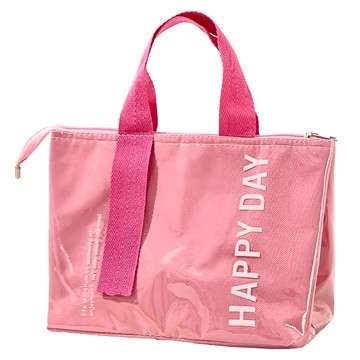 日式時尚防水保溫便當袋  26.5 x 17 x 20cm  粉色  1個