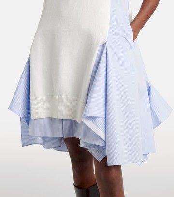 Sacai Striped cotton-blend poplin midi dress