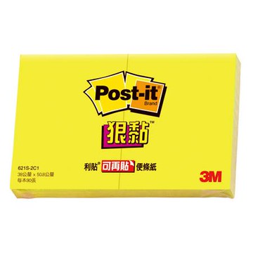 3M Post-it利貼狠黏便條紙/621S-2C1/38.1x50.8mm/黃/90張x2本/包