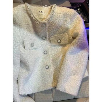 白色小香風外套女2025新款秋冬小個子加厚夾棉法式高級感短羽絨服