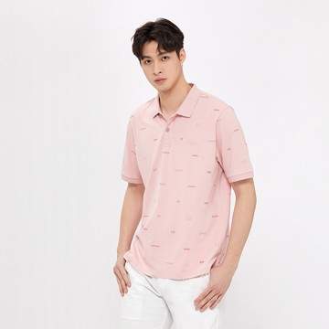 【官網獨家價】Hang Ten- 印花短袖POLO衫-男(灰紅)