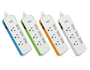 【太星電工MAXSTAR】OCD43309一發連動 彩色3孔4開3插9尺 電腦線 延長線(顏色隨機)