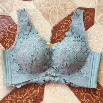 乳膠內衣無鋼圈聚攏背心式寬帶蕾絲胸罩女士調整型收副乳文胸套裝