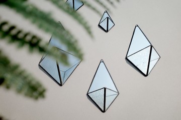 彩虹雨/玻璃吊盆/鏡子/吊飾/鑲嵌玻璃