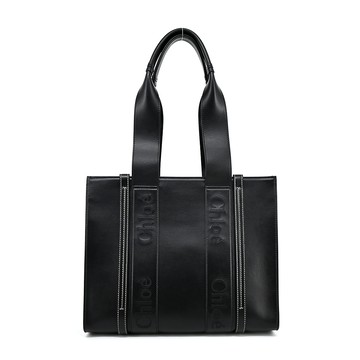 Chloe Woody tote bag 新款皮革托特包（中號/黑色）_廠商直送