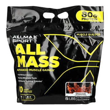 ALLMAX, 運動，ALLMASS™，高級增肌粉，巧克力味，5 磅（2.27 千克）