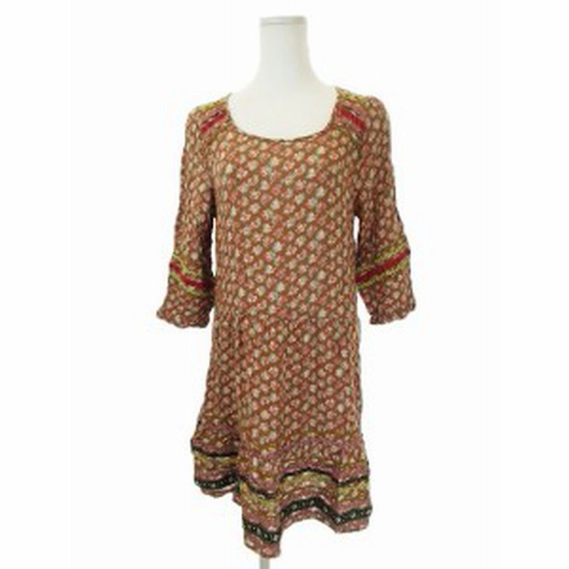 中古 アナザーエディション Another Edition アローズ ワンピース ミニ 七分袖 花柄 茶 ブラウン レディース 通販 Lineポイント最大1 0 Get Lineショッピング