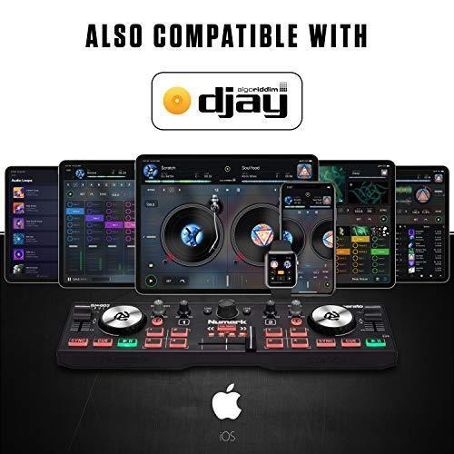 Numark DJコントローラー ポータブル DJ機材 USB 2デッキ タッチセンサー ホイール コンパクト DJミキサー Serato DJ Lite オーディオインターフェース内蔵 ニュ