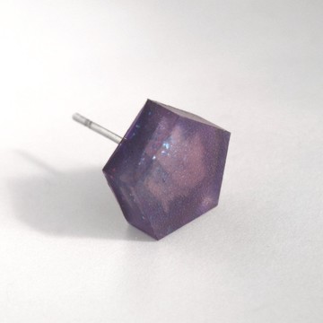 即興祭典 / 樹脂耳環 - 單隻 / 五角形 淺紫 夢幻 亮片