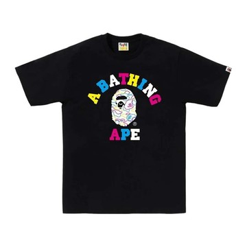 BAPE Neon Camo College Tee 男版 霓虹 線條 大學字 猿人 短袖 黑色 RAY-119 [台灣現貨]