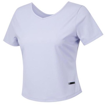 Descente 迪桑特 短袖上衣 女裝 短版 淡藍紫【運動世界】SQ322PTS72-LVND