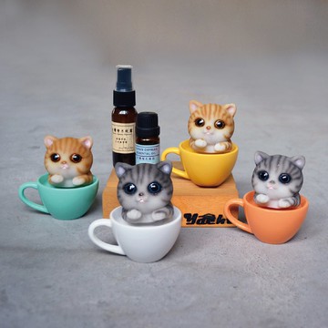 搖頭貓咪杯原木手機座+檜木擴香精油(送限量檜木純露)