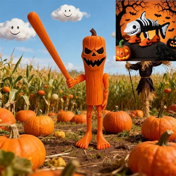 🎃萬聖節版木棍人手辦 骷髏版Tralalero跑鞋鯊魚模型 3D打印 關節可活動 萬聖節抽象山海經手辦 木棍人諸聖節公仔