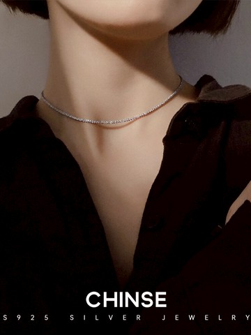 波光粼粼925純銀滿天星項鏈女年新款潮小眾輕奢鎖骨頸鏈