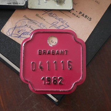 少見古董1982年比利時腳踏車牌 鐵牌 烤漆 擺飾 W820