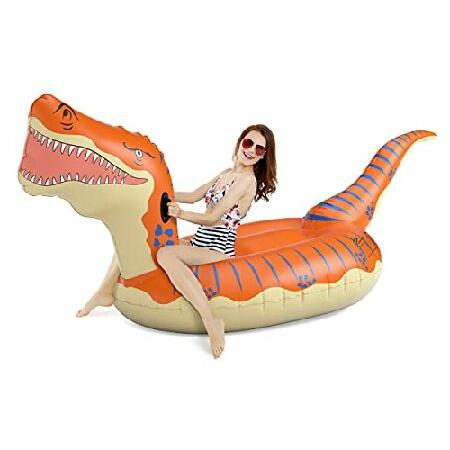 Jasonwell Inflatable Dinosaur Pool Float for Boys Girls Adults 124'' Giant T-Rex Floatie Summer Beach Swimming Pool Inflatables Ride on Party Pool Toy