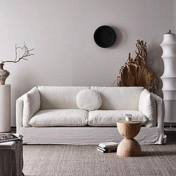 台灣公司貨 免運 可開票 日式侘寂風現代簡約亞麻棉布藝可拆洗客廳陽臺民宿小戶型直排沙發