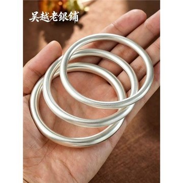 (免運)吳越老銀鋪S9999純銀古法銀手鐲實心足銀素圈鐲子七夕禮物送女友