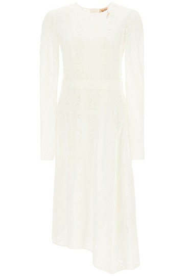 N.21 - Abito Midi Asimmetrico Con Pizzo