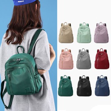 Sp house 簡約單色尼龍防潑水女款輕巧後背包(9色可選)