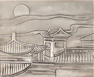 錫雕   江南春小品-古城  畫框