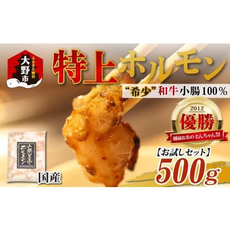 ふるさと納税 とんちゃん祭2012年優勝商品！特上ホルモン（和牛小腸100％）（500g×1袋）[A-026003] 福井県大野市