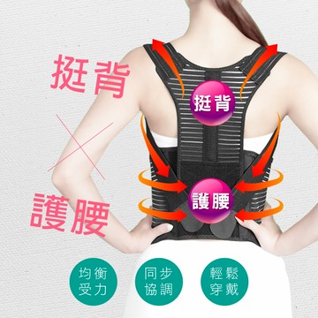 【JS嚴選】*全新升級六條軟鋼條*竹炭可調式多功能調整型美背帶(送魔術腰包*2)