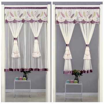免打孔門簾隔斷簾子臥室家用網紅蕾絲掛簾廚房遮擋風短簾半簾紗簾