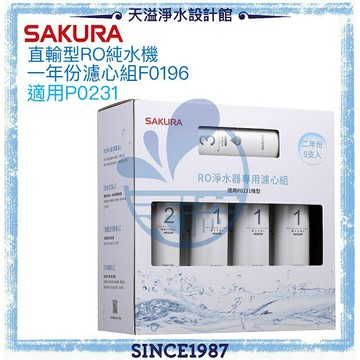 【SAKURA 櫻花】RO淨水器專用兩年份濾心組F0196【適用p0261｜P0231】