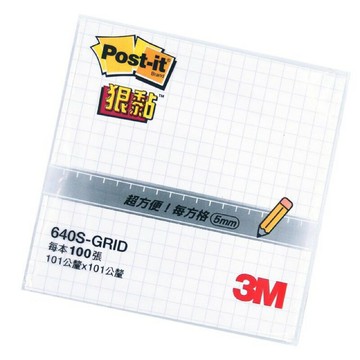 3M 640S-GRID 白色4”x4”方格狠黏便條紙【APP滿額下單4%點數(單一帳號最高1000點)】7/31止