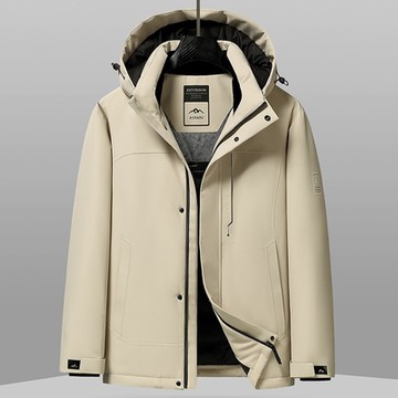 [巴黎精品] 真羽絨90%白鴨絨羽絨外套羽絨衣夾克-連帽衝鋒衣秋冬保暖男外套3色a1is41